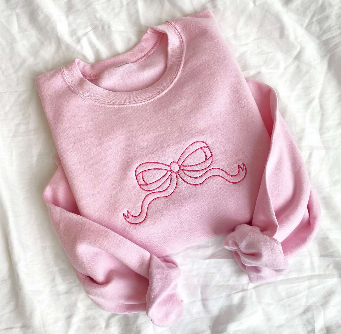 Coquette Pink Bow embroidered Sweatshirt